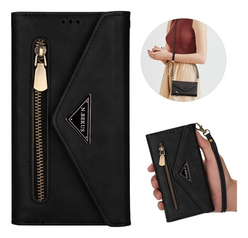 Funda Tipo Cartera Con Cierre De Piel Tipo Bandolera For