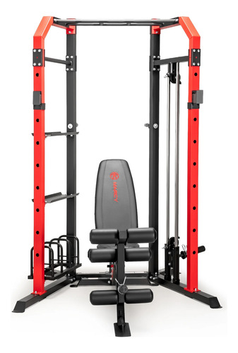 Jaula De Potencia Rack Con Polea Y Banco Sm-7393