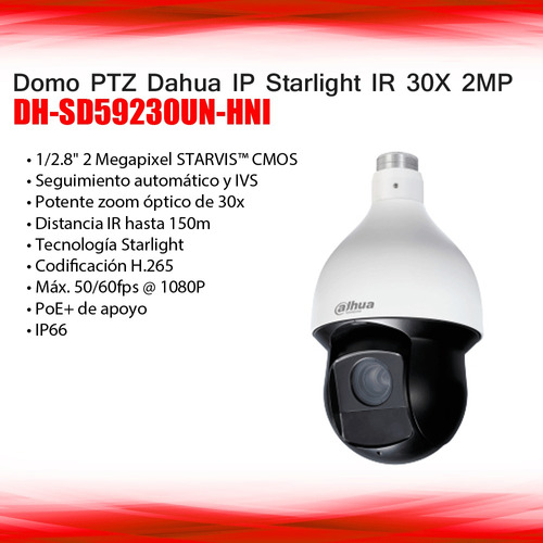 Domo Ptz Dahua Ip Starlight Ir 150m 30x 2mp Dh-sd59230un-hni