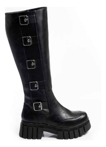 Botas Mujer Hebillas Caña Alta Moda Cuero Veggie Timothea