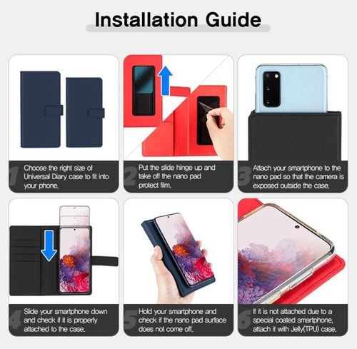 Imagen 10 de 10 de Funda Universal Con Tarjetero Deslizable Adherencia Nanopad