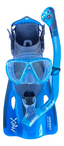 Kit Snorkeling Cressi Mex, Ikarus & Orion Dry Azul Mx9993aqm