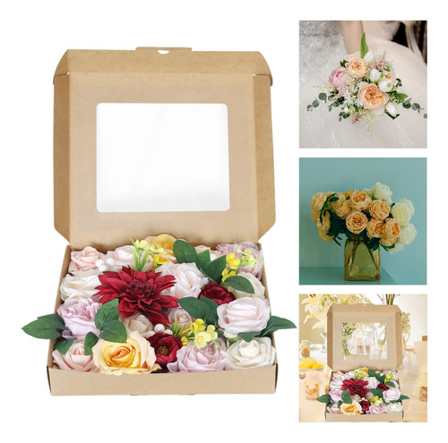 Caja De Flores Artificiales Set Floral Falso Para Arreglos