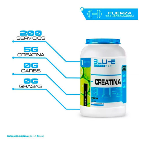 Creatina Blu-e Monohidratada 1k 200 Servicios Varios Sabores Limón