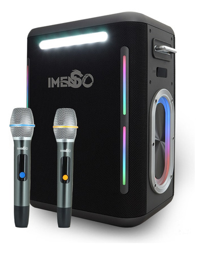 Caixa De Som Imenso X56 300w 2 Mic Sem Fio Karaokê Festa Rgb