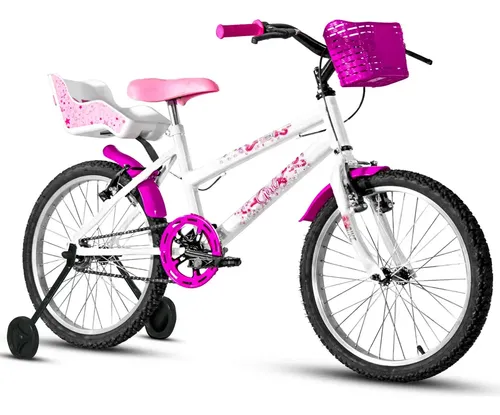 Bicicleta 20 De 6 A 13 Anos Roda Apoio + Cadeirinha Boneca RX BIKE