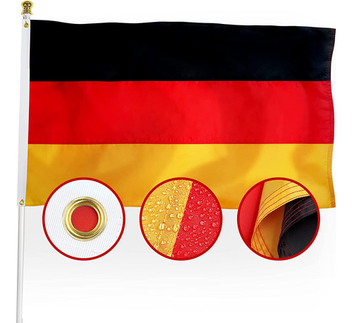 Bandera Alemana De Nailon De Alta Calidad De 3 X 5 Pulgadas