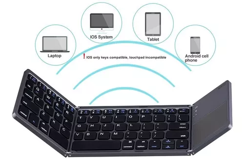 Teclado Bluetooth Plegable Con Panel Táctil, Mini Teclado In