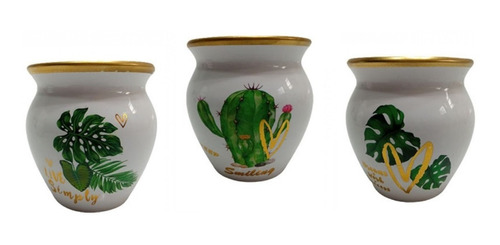 3 Vasinhos Decorativos Em Cerâmica Para Plantas E Suculentas