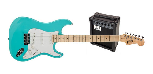Pack Guitarra Stratocaster Y Amplificador Creep Completo Mgr