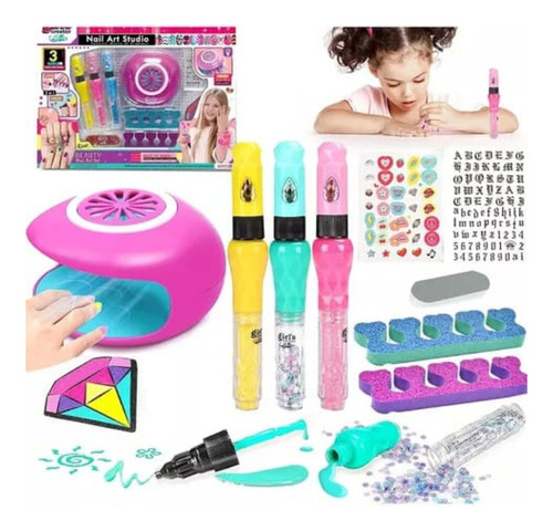 Set De Arte Para Uñas Para Niñas Juguete Infantil 2 En 1