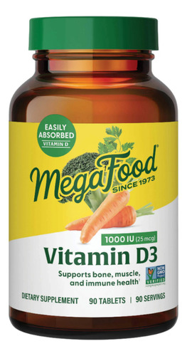 Megafood Vitamina D3 1000 Ui 90 Tabletas Sabor Sin Sabor