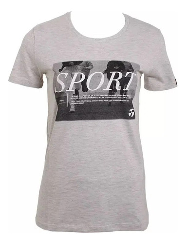 Remera Topper Training Mangas Corta Mujer Gris Algodon