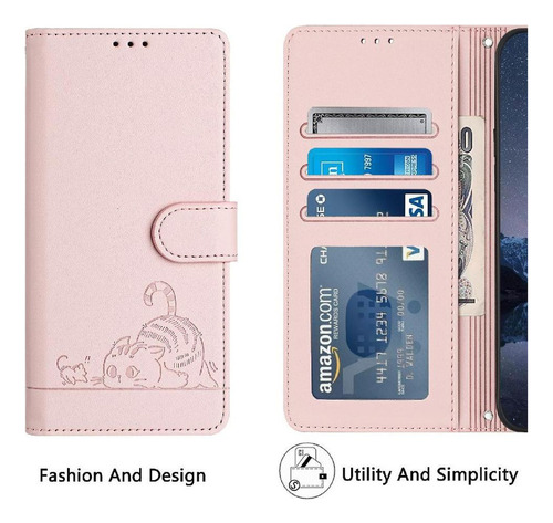 Funda For Motorola Edge 50 Fusion Cat Rfid Cartera Flip