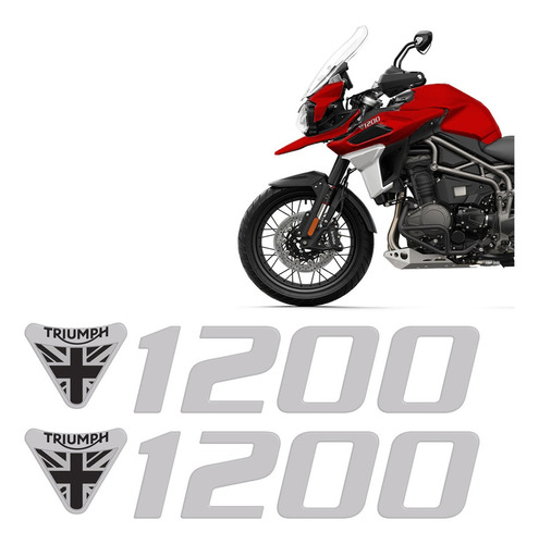 Adesivo Tanque Aba 3d Cinza Resinado Triumph Tiger 1200 Par