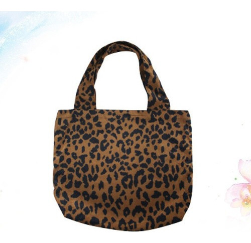 Moda Leopardo Patrón Lona Mujer Bolso De Mano Clásico L