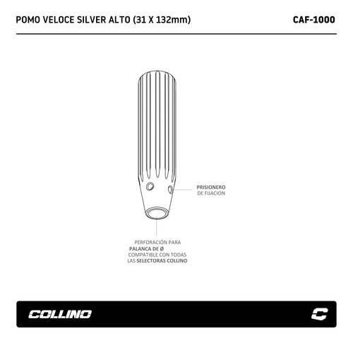 Pomo Palanca Cambios Selector Aluminio Collino Veloce Silver