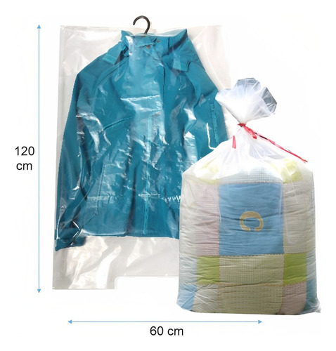 Imagen 2 de 2 de Bolsa Plástica Gruesa 60x120 Cm Transparente - 8 Unidades