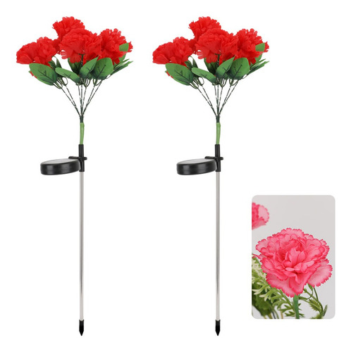 Lampara Solar Flores Luces De Jardín Paisaje Lámpara Rojo