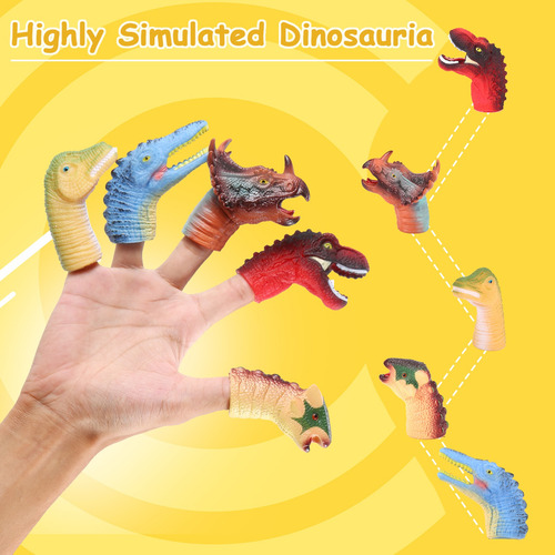 Imagen 2 de 5 de Juguete Dinosaurio De Marioneta De Dedo De Goma 5 Piezas
