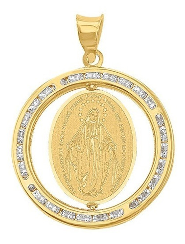 Imagen 2 de 3 de Medalla Giratoria Virgen Milagrosa Oro 10k - 1740