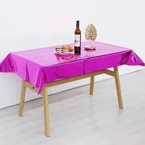 Mantel Metalizado Fiestas Cumpleaños 135x183cm Fucsia