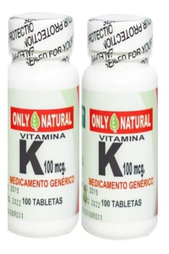 Vitamina K 100mcg Americana Sin Gluten 2 Frascos