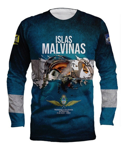 Remera Manga Larga Argentina Malvinas Homenaje Pilotos Mod 6