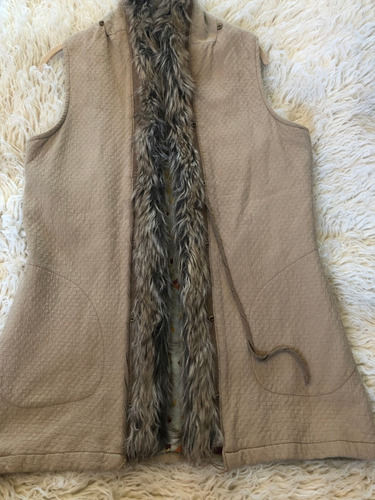 Campera Larga Rapsodia T. L Chaleco Desmontable Y Piel Parka