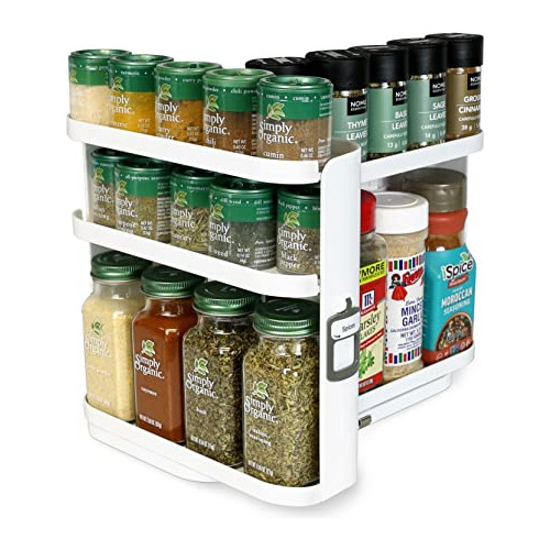 (white | Pull & Rotate Spice Rack Organizer| 3 Snap-in ...