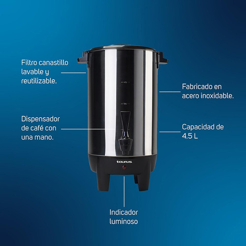 Cafetera Percoladora Taurus Columba Manual 6 L Negro 110v