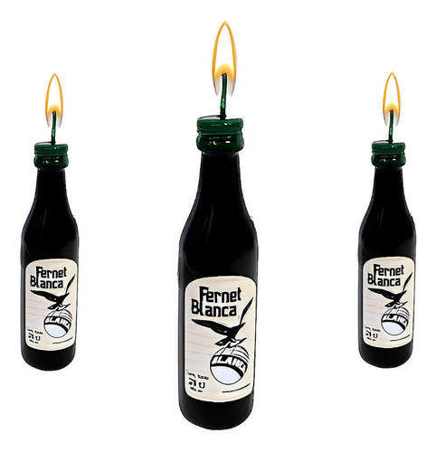 Vela En Fomra De Botella De Fernet 13cm X1u - Cotillón Waf