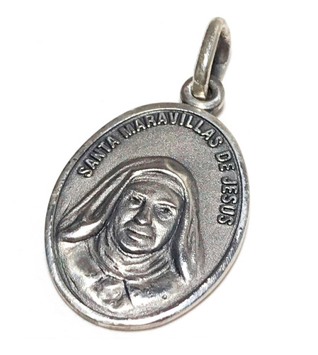 Medalla Santa Maravillas De Jesus De Plata 925 22 Mm.diametr