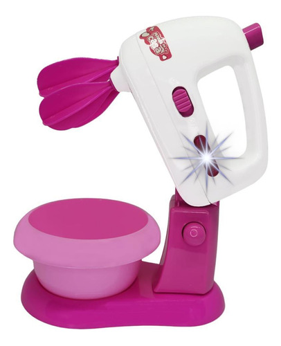 DM Toys batedeira infantil cozinha brinquedo gira de verdade com luz cor rosa