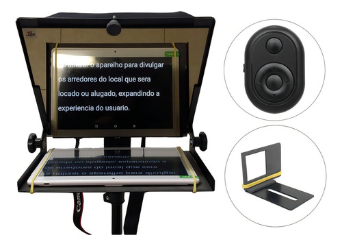Teleprompter 10,5 Dslr + Suporte Gopro + Controle Remoto