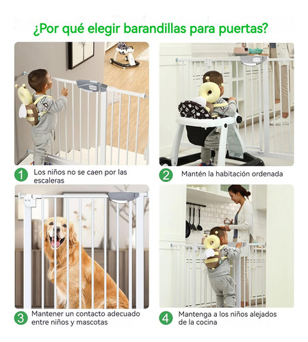 Puerta Seguridad Bebes Expandible Rejas Puertas +7+10+20 Color Blanco