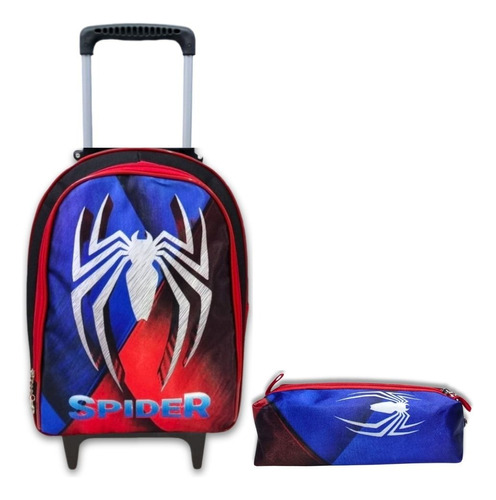 Mochila Rodinha Masculina Infantil Escolar  Aranha + Estojo