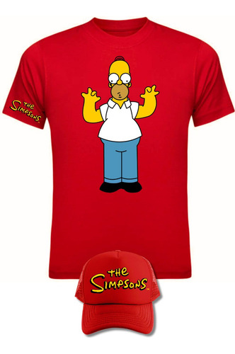 Camiseta Manga Corta Homero J Simpson Obsequio Gorra X