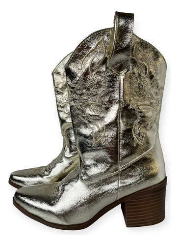 Botas Cowboy Boots Doradas Hollywood Oro