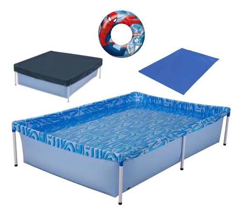 Kit Piscina Infantil Mor 1000 Litros + Capa, Forro E Boia