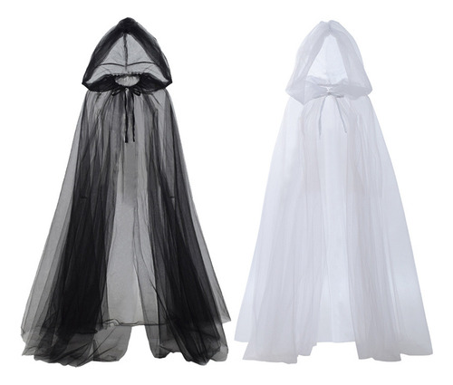 Capa De Tul Con Capucha Para Cosplay, Disfraz De Bruja, Capa