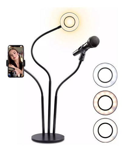 Aro Luz Selfie Video Soporte Flexible Celular  Microfono