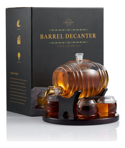 Juego De Decantador De Barril De Whisky - Dispensador De Lic