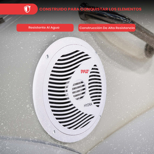 Pyle - Altavoces Para Vehículos Marinos De 8 Pulgadas, Doble Sistema De Altavoces De Componentes De Coche Impermeable De 180 W, 4 Ohmios, Cono De Pp Con Carcasa De Goma, Imán De 20 Onzas, Bobina De