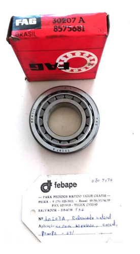 Rolamento Cônico Fag 30207a 35x72x18,25 Corcel Alfa 2300