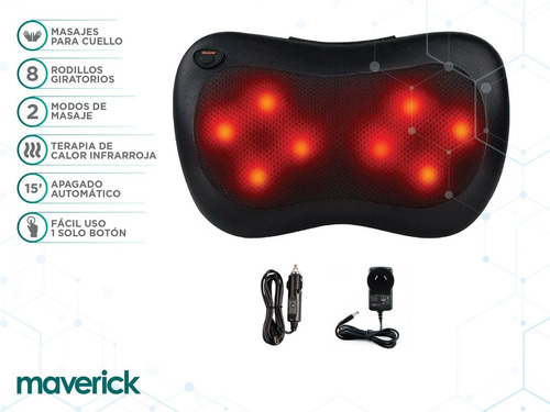 Imagen 2 de 10 de Masajeador De Cuello Maverick 4 Nodos 8 Rodillos Giratorios