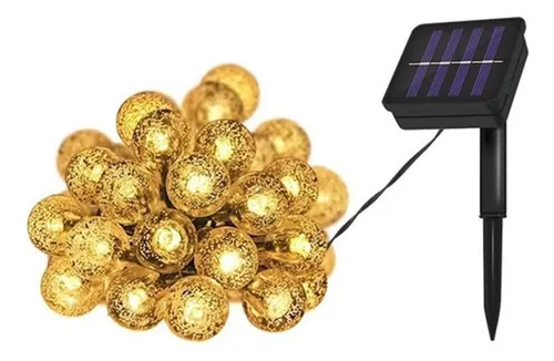 comprar Varal De Luzes Led Externo Luz Solar Com 50 Lâmpadas Pisca Natal 9m Branco Quente
