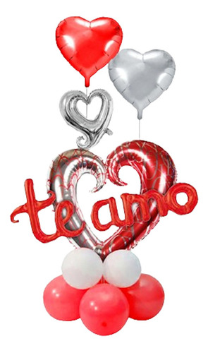 Set Globos Metálicos Corazones Te Amo San Valentin