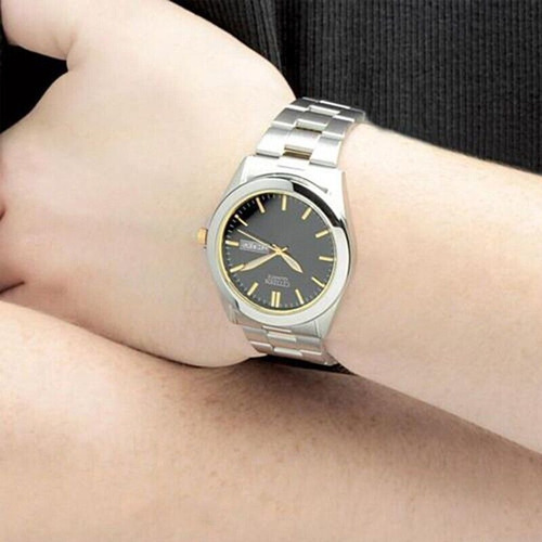 Imagen 3 de 4 de Reloj Citizen Hombre Clasico Bf058456e Color De La Malla Plateado Color Del Bisel Plateado Color Del Fondo Negro