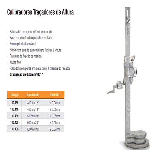 Traçador Calibrador De Altura Digimess 450mm/18 100.440